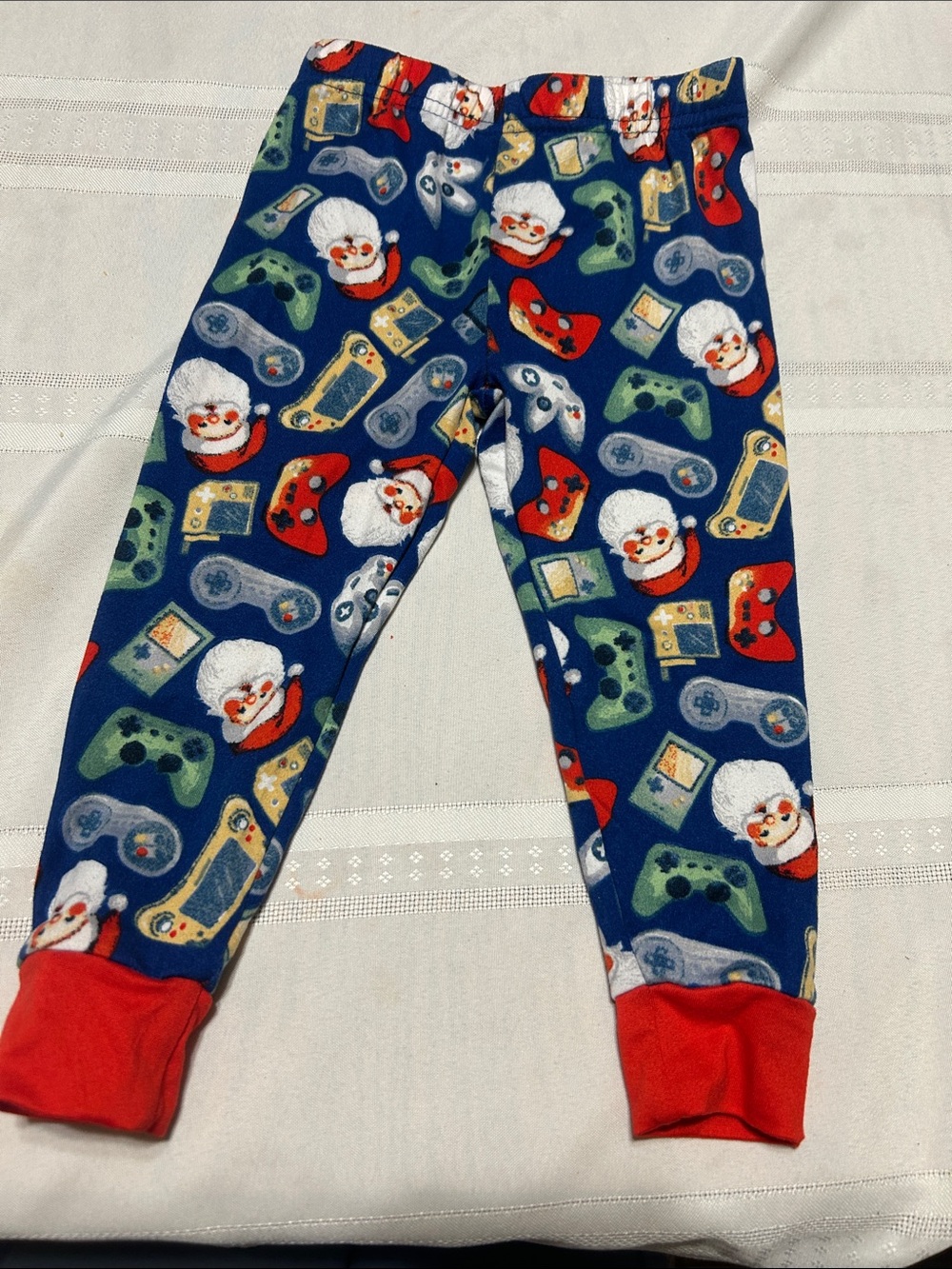 Kids Blue Santa & Gaming Controller Fleece Pajama Pants